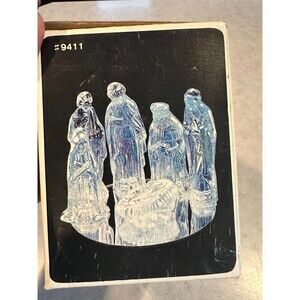 Vtg Gorgeous Designs Inc. 9412 Iridescent Glass 7 Piece Nativity Set With Mirror